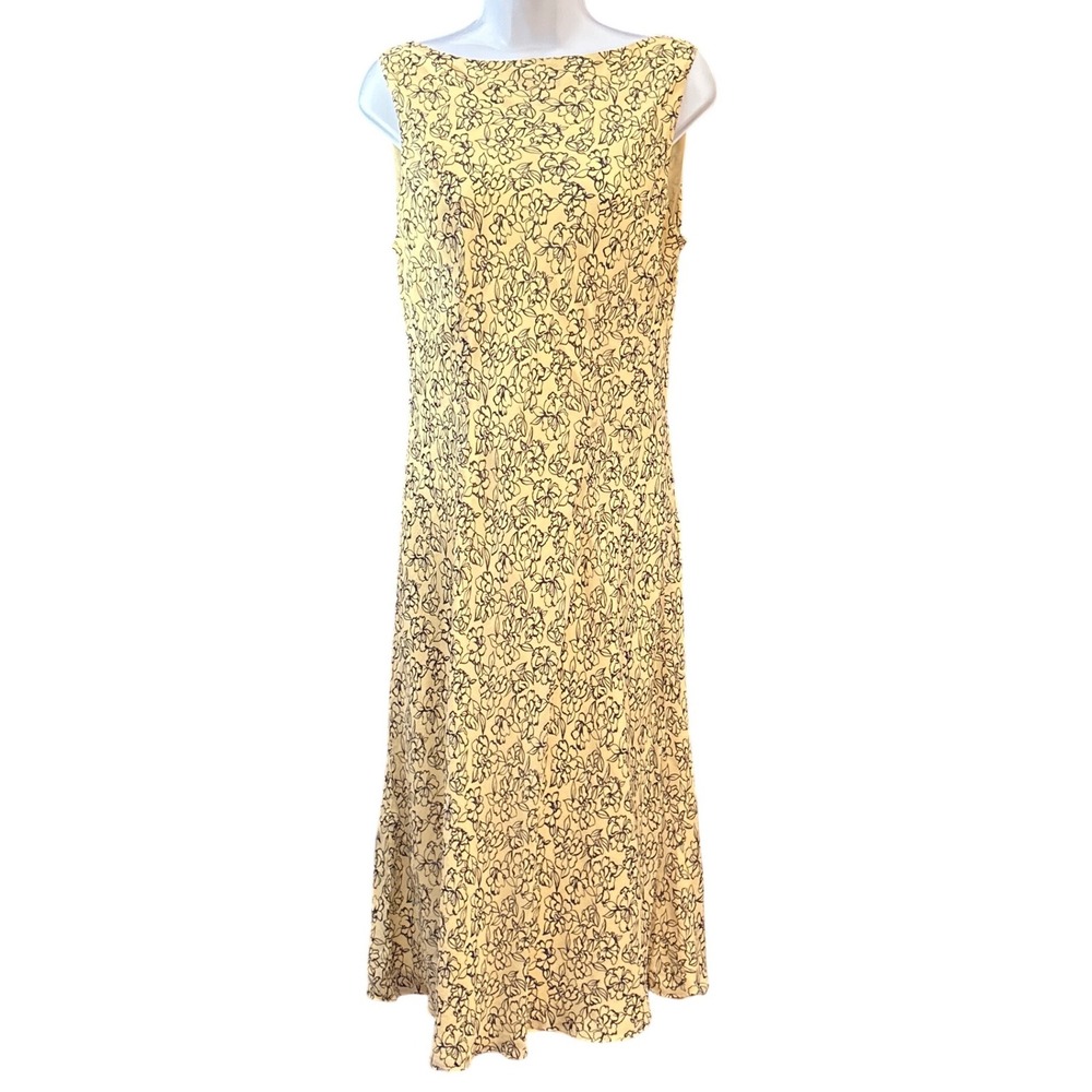 Vintag 90s Ann Taylor Silk Floral Midi Dress Cottagecore Romantice Luxury
